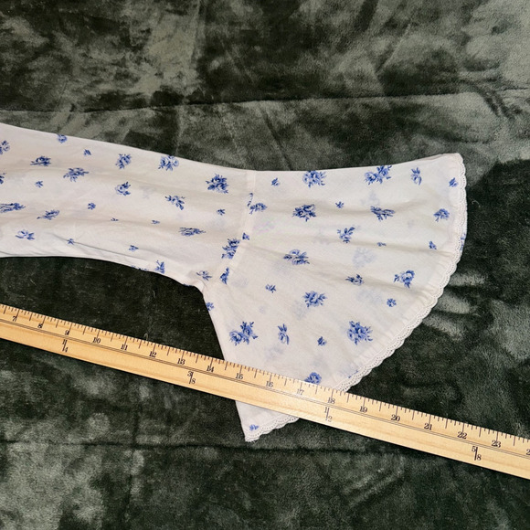 Y2K Victoria’s Secret Slip Dress Women's M White Blue Floral Cotton Bell Sleeve - Picture 7 of 9